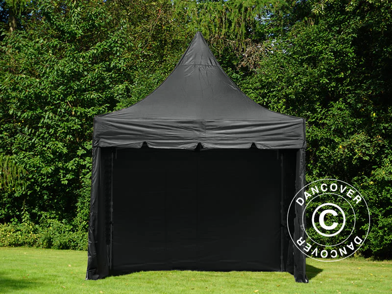 Quick-up telt FleXtents PRO Peak Pagoda 3x3m Svart, inkl. 4 sidevegger - Image 2