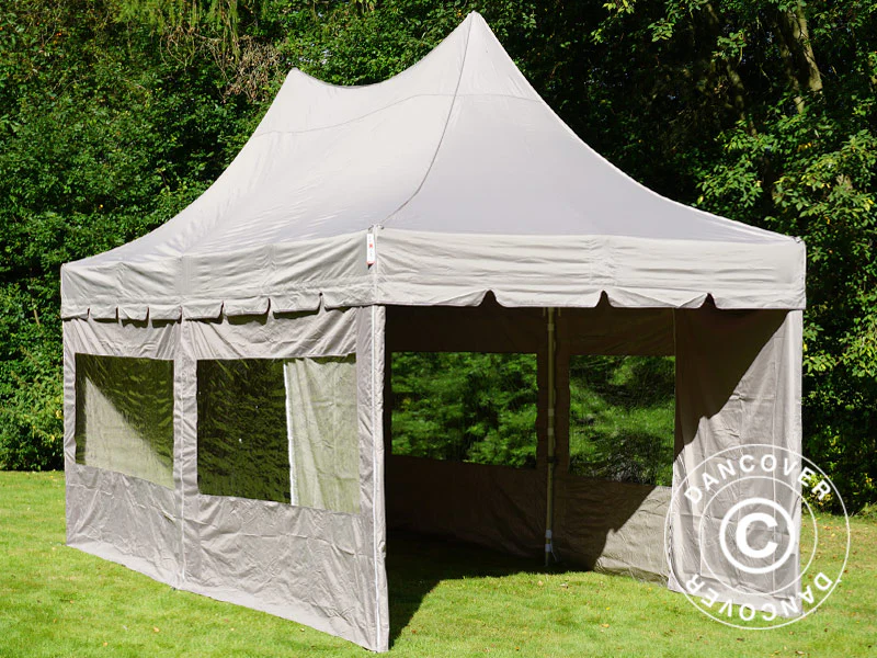 Quick-up telt FleXtents PRO Peak Pagoda 3x6m Latte, inkl. 6 sidevegger - Image 14