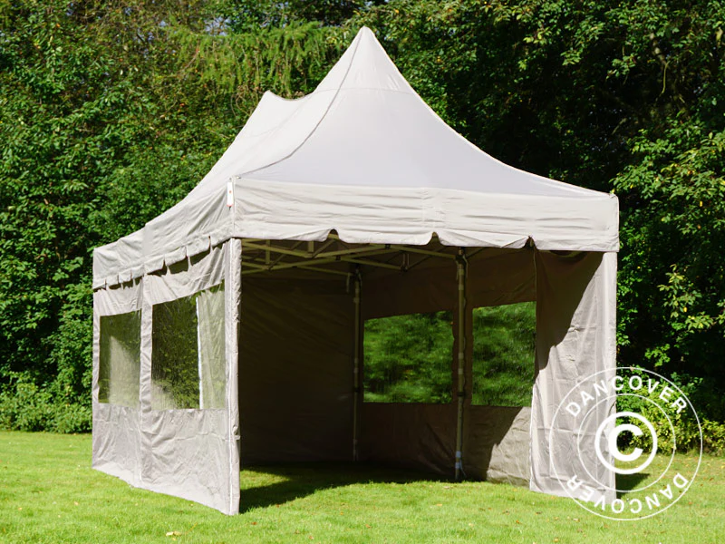 Quick-up telt FleXtents PRO Peak Pagoda 3x6m Latte, inkl. 6 sidevegger - Image 15