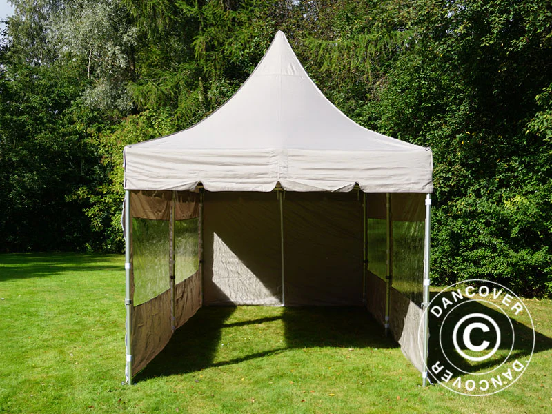 Quick-up telt FleXtents PRO Peak Pagoda 3x6m Latte, inkl. 6 sidevegger - Image 17