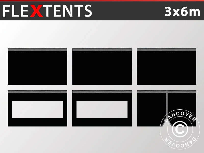 Quick-up telt FleXtents PRO Peak Pagoda 3x6m Svart, inkl. 6 sidevegger - Image 5