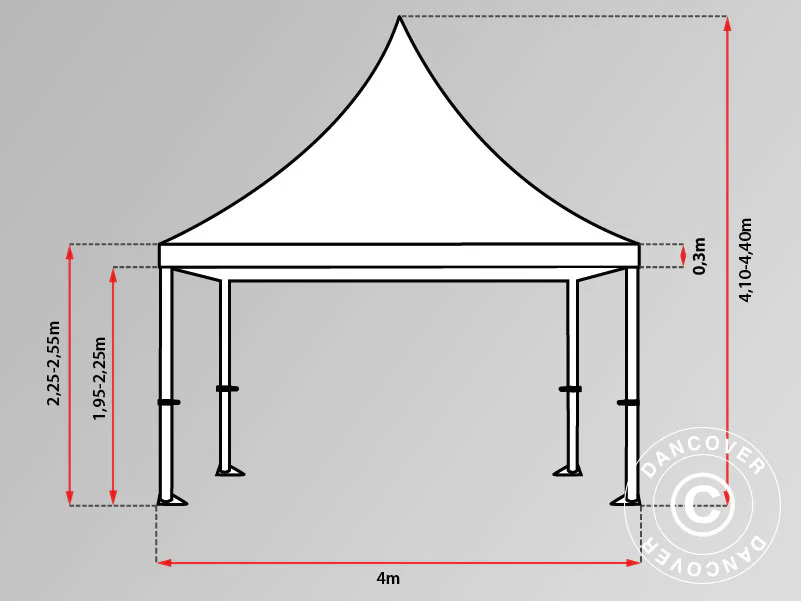 Quick-up telt FleXtents PRO Peak Pagoda 4x8m Hvit, inkl. 6 sider - Image 21