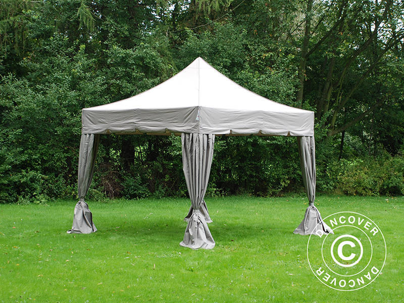 Quick-up telt FleXtents PRO "Peaked" 3x3m Latte, inkl. 4 dekorative gardiner - Image 5