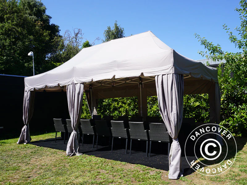 Quick-up telt FleXtents PRO “Peaked” 3x6m Latte, inkl. 6 sidevegger og 6 pyntegardiner - Image 10