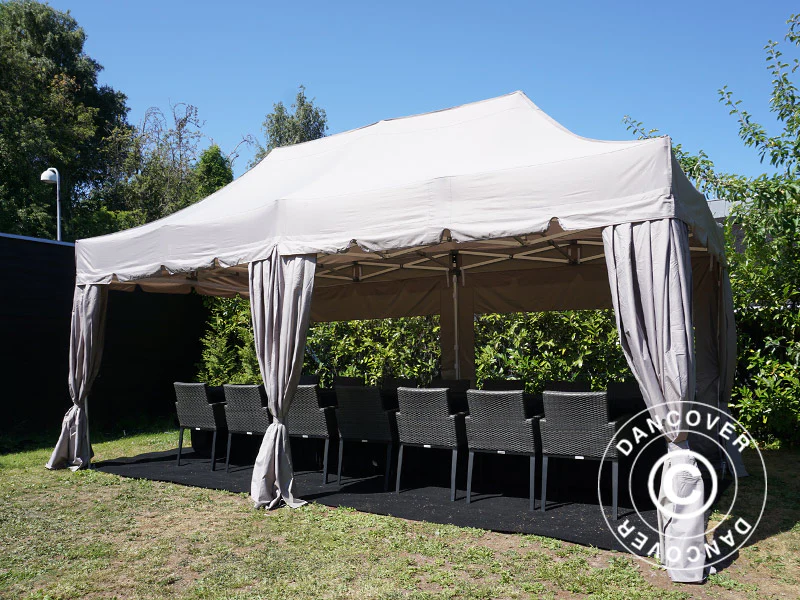 Quick-up telt FleXtents PRO “Peaked” 3x6m Latte, inkl. 6 sidevegger og 6 pyntegardiner - Image 11