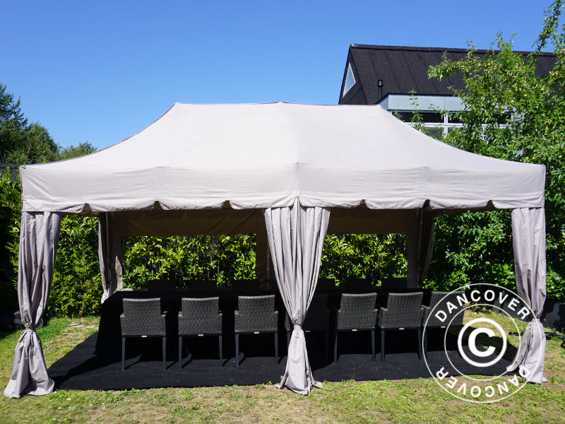 Quick-up telt FleXtents PRO “Peaked” 3x6m Latte, inkl. 6 sidevegger og 6 pyntegardiner - Image 13