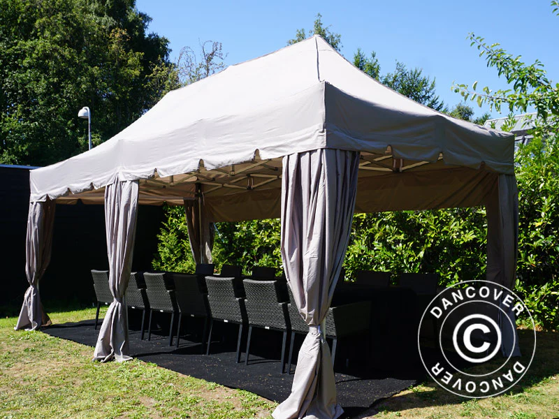 Quick-up telt FleXtents PRO “Peaked” 3x6m Latte, inkl. 6 sidevegger og 6 pyntegardiner - Image 14