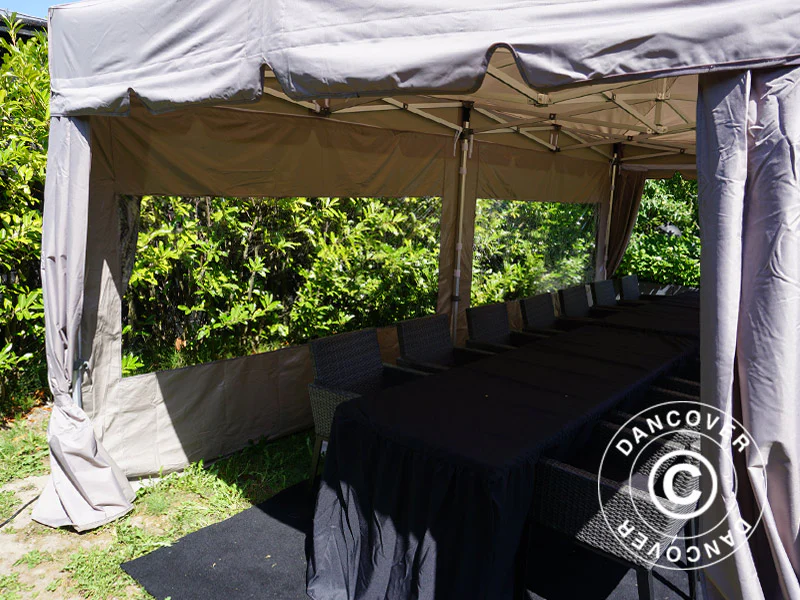 Quick-up telt FleXtents PRO “Peaked” 3x6m Latte, inkl. 6 sidevegger og 6 pyntegardiner - Image 3