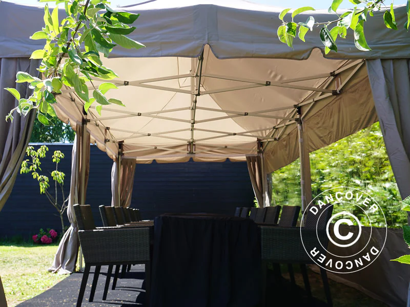 Quick-up telt FleXtents PRO “Peaked” 3x6m Latte, inkl. 6 sidevegger og 6 pyntegardiner - Image 4