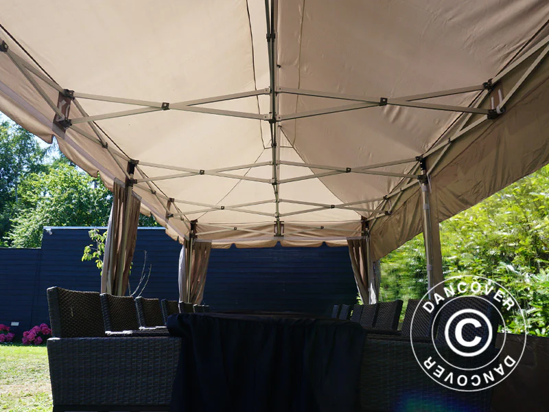 Quick-up telt FleXtents PRO “Peaked” 3x6m Latte, inkl. 6 sidevegger og 6 pyntegardiner - Image 5