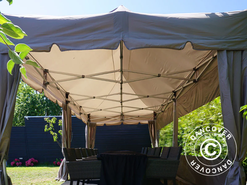 Quick-up telt FleXtents PRO “Peaked” 3x6m Latte, inkl. 6 sidevegger og 6 pyntegardiner - Image 6
