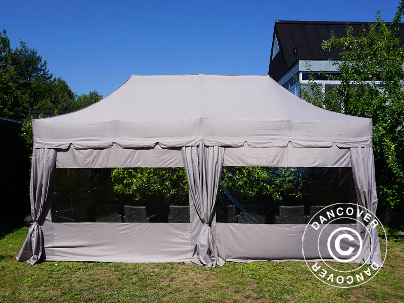 Quick-up telt FleXtents PRO “Peaked” 3x6m Latte, inkl. 6 sidevegger og 6 pyntegardiner - Image 7