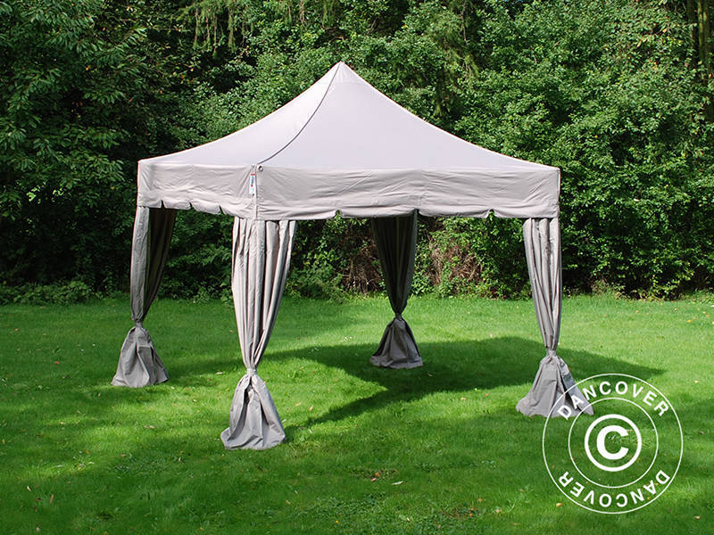 Quick-up telt FleXtents PRO "Peaked" 4x4m Latte, inkl. 4 dekorative gardiner - Image 6