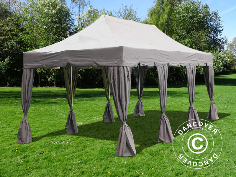 Quick-up telt FleXtents PRO "Peaked" 4x6m Latte, inkl. 8 sider & dekorative gardiner - Image 4