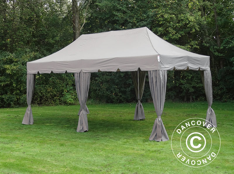 Quick-up telt FleXtents PRO “Peaked” 4x8m Latte, inkl. 6 sidevegger og 6 pyntegardiner - Image 4