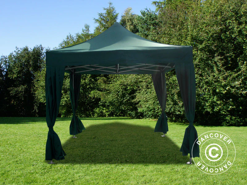 Quick-up telt FleXtents PRO Steel 3x3m Grønn, inkl. 4 dekorative gardiner - Image 3