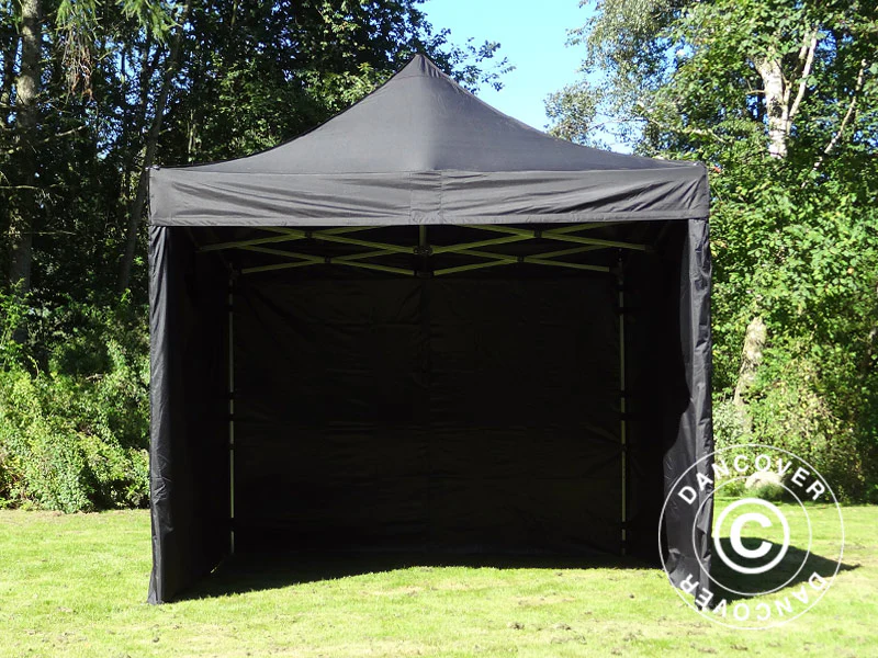 Quick-up telt FleXtents PRO Steel 3x3m Svart, Flammehemmende, inkl. 4 sider - Image 7