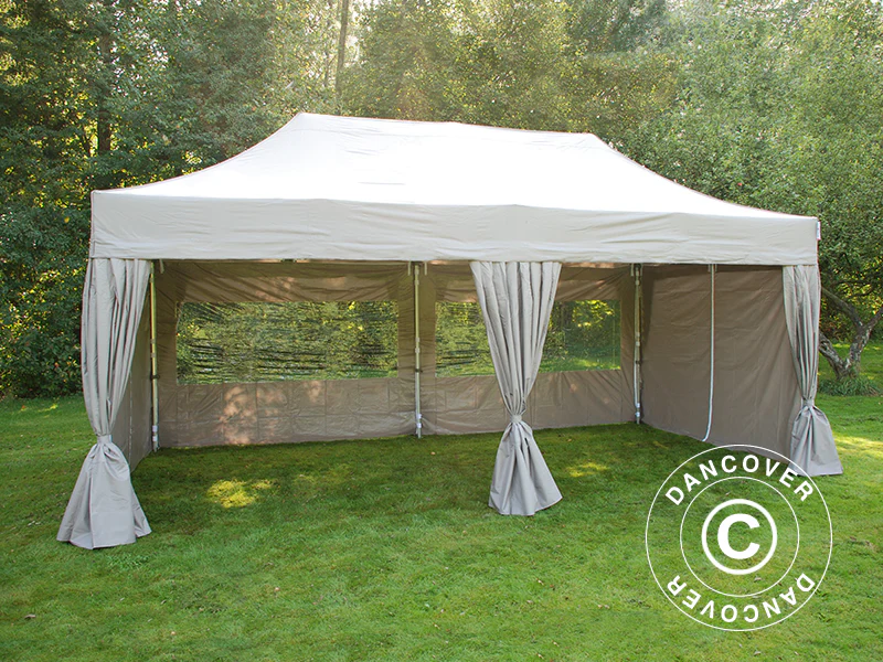 Quick-up telt FleXtents PRO Steel 3x6m Latte, inkl. 6 sider & dekorative gardiner - Image 4