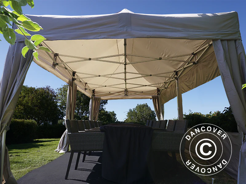 Quick-up telt FleXtents PRO Steel 3x6m Latte, inkl. 6 sider & dekorative gardiner - Image 7