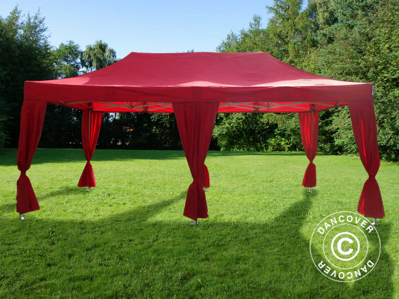 Quick-up telt FleXtents PRO Steel 3x6m Rød, inkl. 6 dekorative gardiner - Image 2