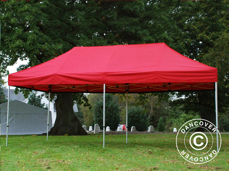 Quick-up telt FleXtents PRO Steel 3x6m Rød, inkl. 6 dekorative gardiner - Image 4