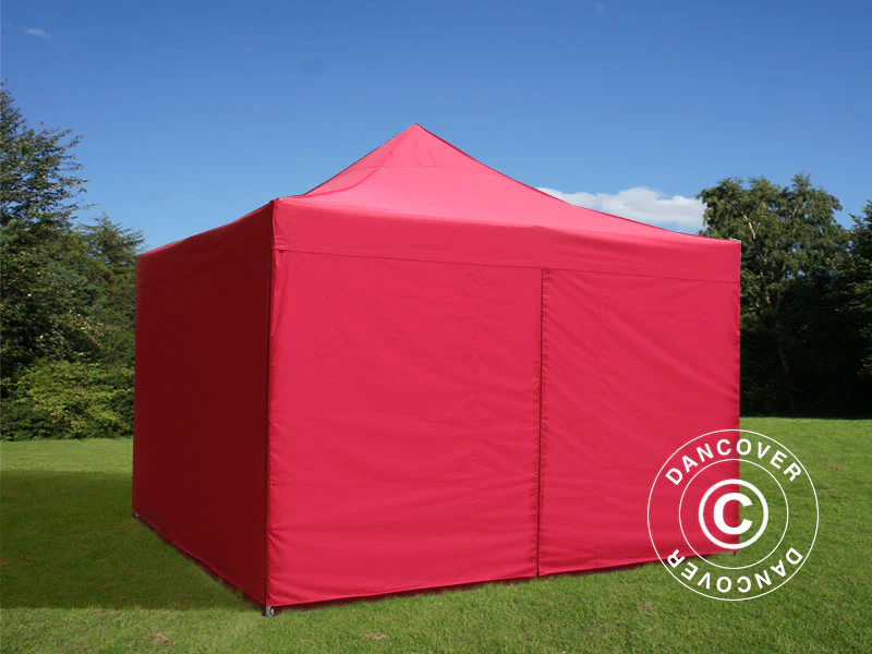 Quick-up telt FleXtents PRO Steel 4x4m Rød, inkl. 4 sider - Image 3