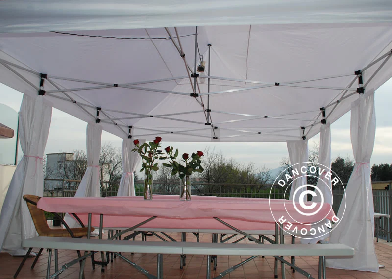 Quick-up telt FleXtents PRO Steel 4x6m Hvit, inkl. dekorative gardiner - Image 6