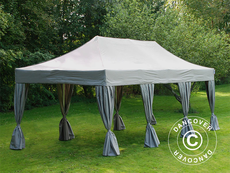 Quick-up telt FleXtents PRO Steel 4x6m Latte, inkl. 8 sider & dekorative gardiner - Image 5