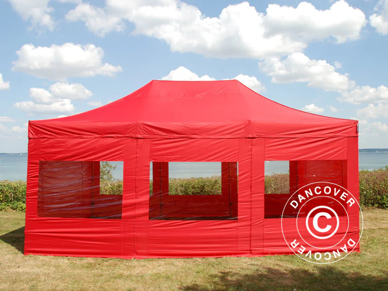 Quick-up telt FleXtents PRO Steel 4x6m Rød, inkl. 8 sider - Image 3