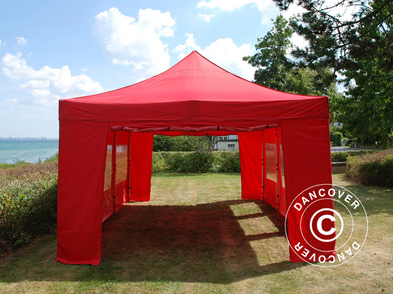 Quick-up telt FleXtents PRO Steel 4x6m Rød, inkl. 8 sider - Image 4