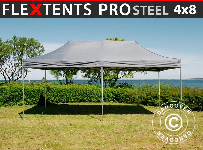 Quick-up telt FleXtents PRO Steel 4x8m Grå