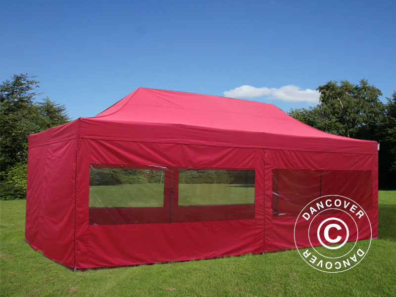 Quick-up telt FleXtents PRO Steel 4x8m Rød, inkl. 6 sider - Image 3