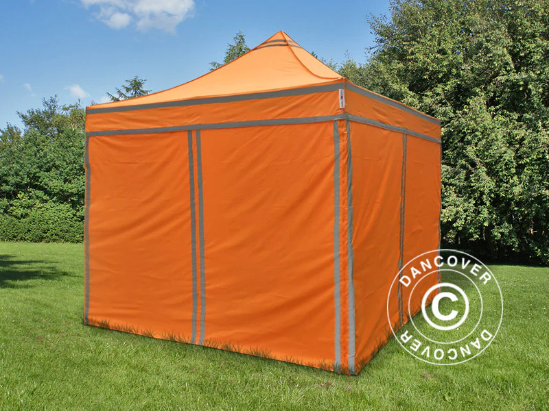 Quick-up telt FleXtents PRO Steel Arbeidstelt 3x3m Oransje reflekterende, inkl. 4 sider - Image 3