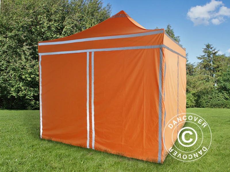 Quick-up telt FleXtents PRO Steel Arbeidstelt 3x3m Oransje reflekterende, inkl. 4 sider - Image 5