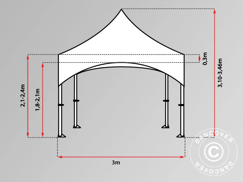 Quick-up telt FleXtents PRO Steel "Arched" 3x3m Hvit, inkl. 4 sider - Image 10
