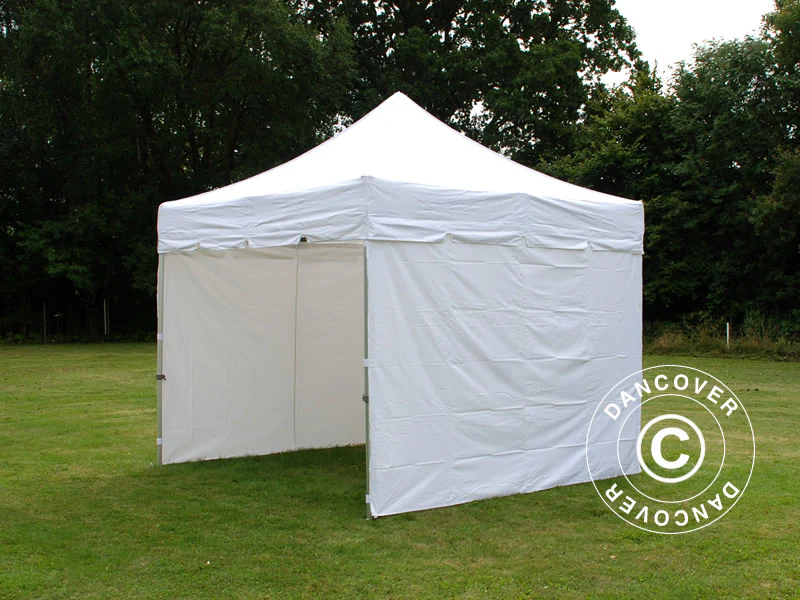 Quick-up telt FleXtents PRO Steel "Peaked" 3x3m Hvit, inkl. 4 sider - Image 3