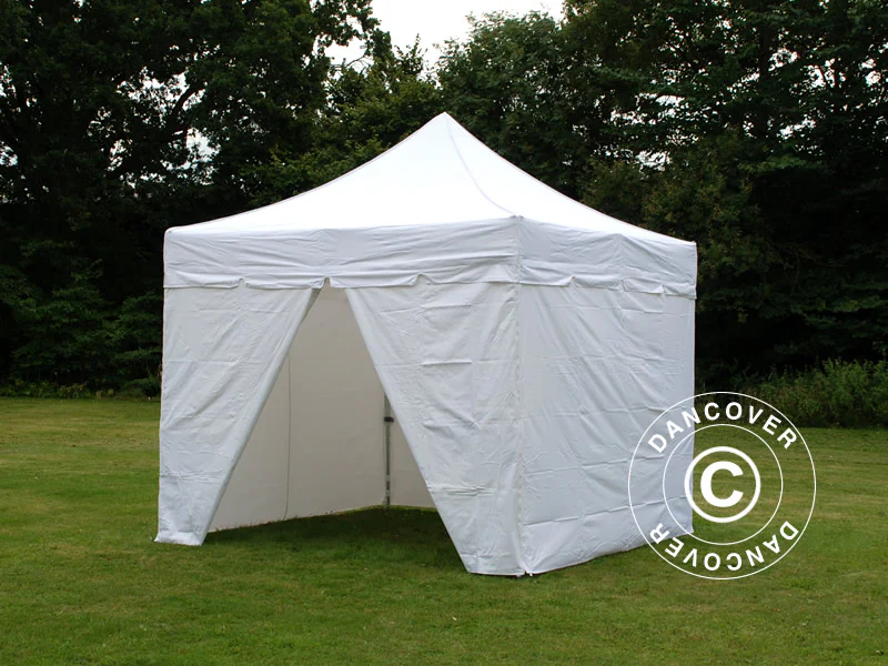 Quick-up telt FleXtents PRO Steel "Peaked" 3x3m Hvit, inkl. 4 sider - Image 4