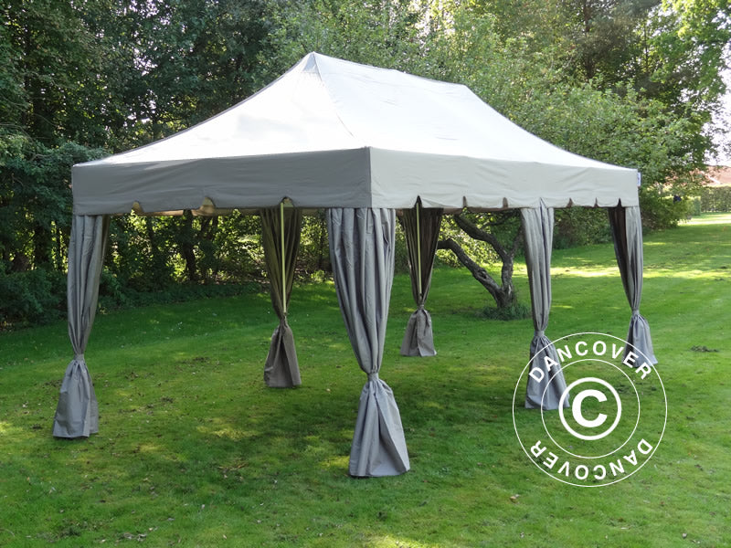 Quick-up telt FleXtents PRO Steel "Peaked" 3x6m Latte, inkl. 6 dekorative gardiner - Image 4