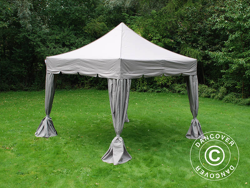 Quick-up telt FleXtents PRO Steel "Peaked" 4x4m Latte, inkl. 4 dekorative gardiner - Image 3