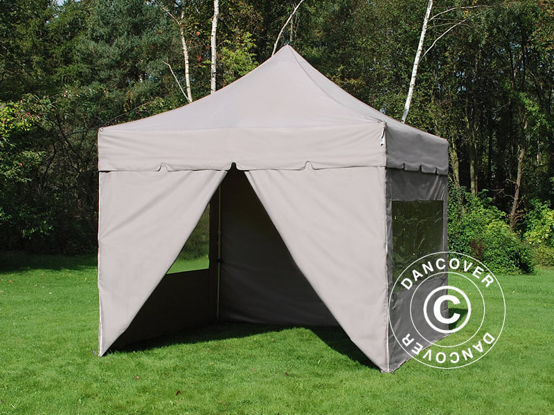 Quick-up telt FleXtents PRO Steel "Peaked" 4x4m Latte, inkl. 4 sider - Image 5