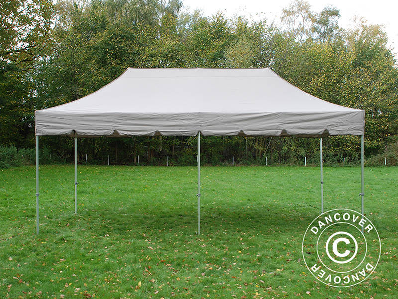 Quick-up telt FleXtents PRO Steel "Peaked" 4x8m Latte, inkl. 6 dekorative gardiner - Image 4