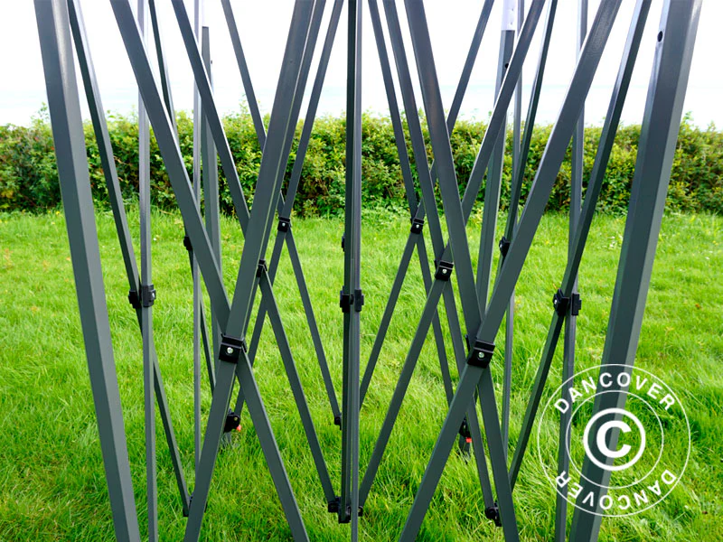 Quick-up telt FleXtents PRO Steel "Peaked" 4x8m Latte, inkl. 6 dekorative gardiner - Image 9