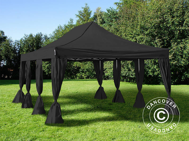 Quick-up telt FleXtents Steel 4x6m Svart, inkl. 8 dekorative gardiner - Image 3