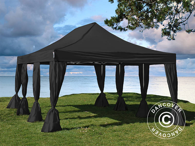 Quick-up telt FleXtents Steel 4x6m Svart, inkl. 8 dekorative gardiner - Image 4