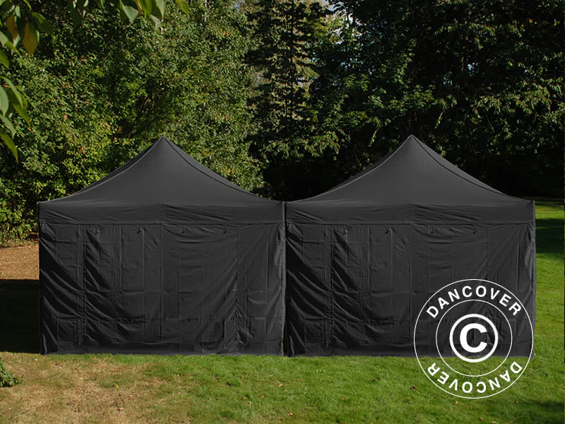 Quick-up telt FleXtents Steel 6x6m Svart, inkl. 8 Sidevegger - Image 4