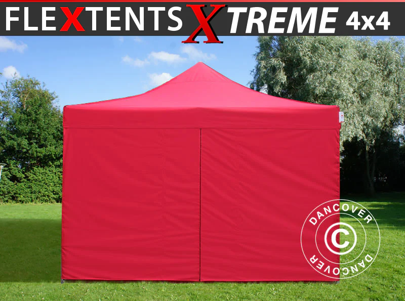 Quick-up telt FleXtents Xtreme 50 4x4m Rød, inkl. 4 sider