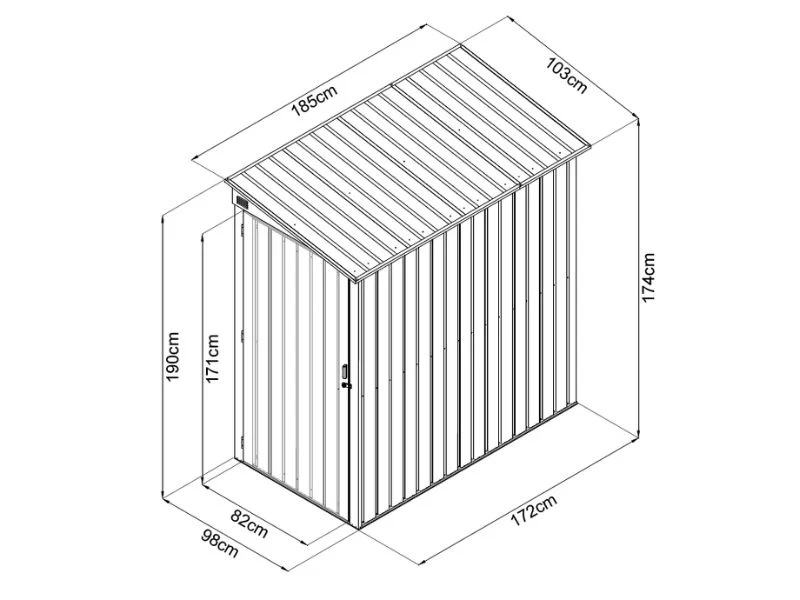 Redskapsbod, 1,03x1,85x1,9m, ProShed®, 1,9m2, Antrasitt - Image 5