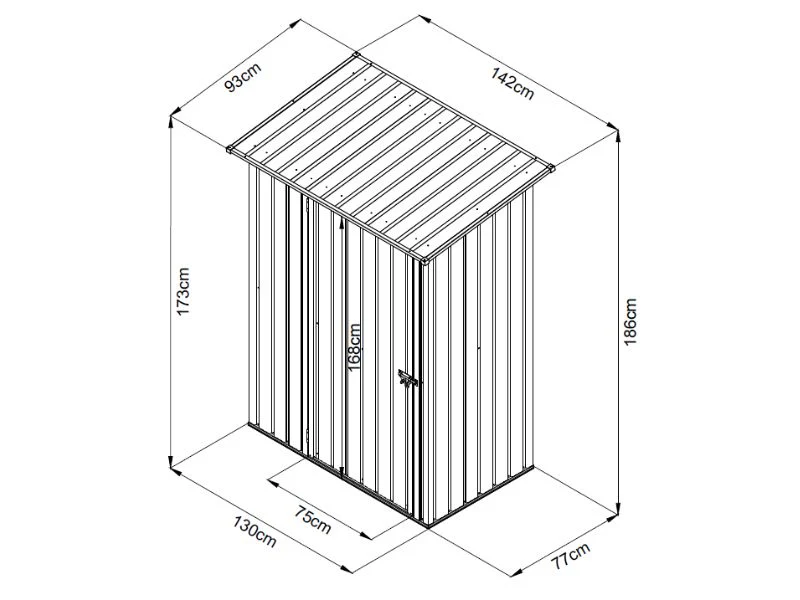 Redskapsbod 1,42x0,93x1,86m, 1,3m², ProShed®, Antrasitt - Image 5