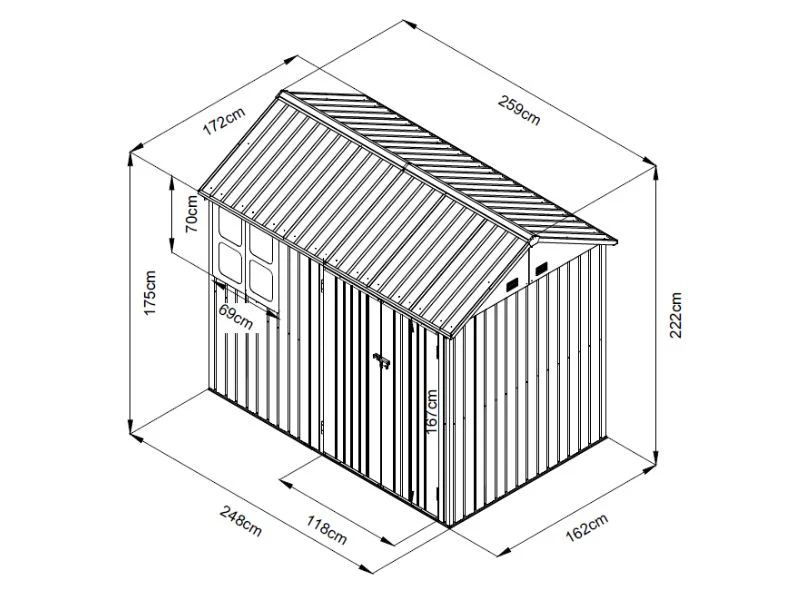 Redskapsbod, 2,59x1,72x2,22m, 4,45m², ProShed®, Antrasitt/Hvit - Image 10