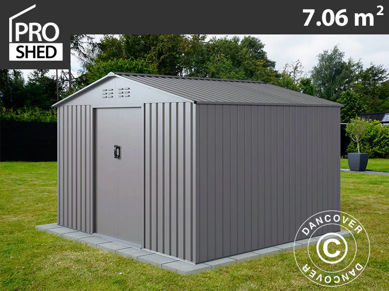 Redskapsbod 2,77x2,55x1,92m, 7,06m², ProShed®, Aluminium Grå